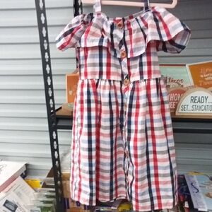 Plaid Off-Shoulder Kids Dress